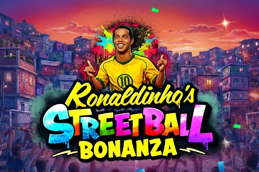 Ronaldinho’s Streetball Bonanza, o slot do Ronaldinho da Booming Games — arte oficial