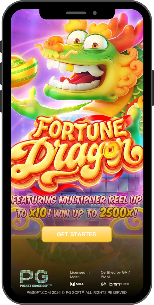 Fortune Dragon na Joga Junto no celular — Tela de abertura: o jogo mostra o teto de 