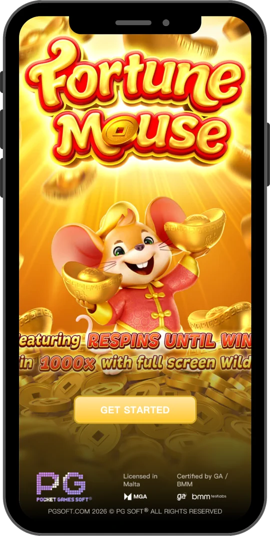 Fortune Mouse na Joga Junto no celular — Tela de abertura: Respins Until Win e teto de 1.000×