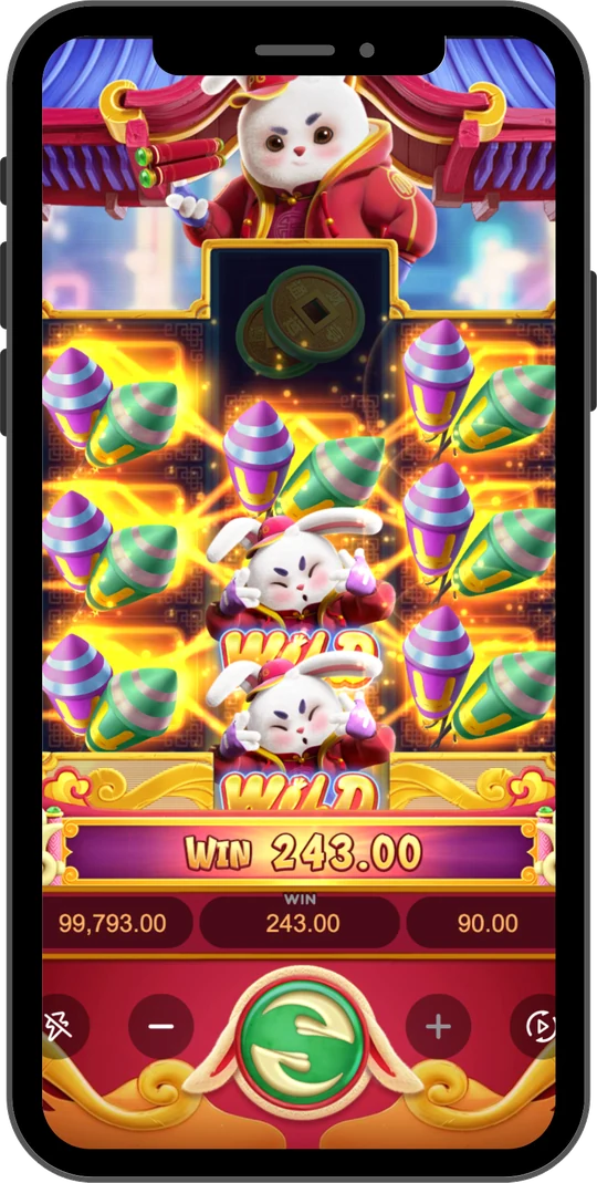Fortune Rabbit na Joga Junto no celular — Símbolos de prêmio fecham uma vitória dura