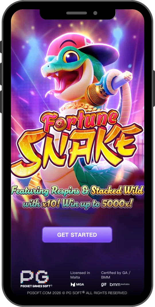 Fortune Snake na Joga Junto no celular — Tela de abertura: Respins e Stacked Wild com ×10 e t